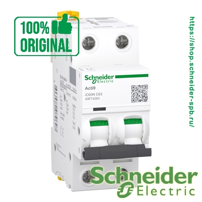 ������ A9F74263 iC60N 2P 63� C �������������� ����������� Schneider Electric ���� 4000 ��� � ��� �������� �������